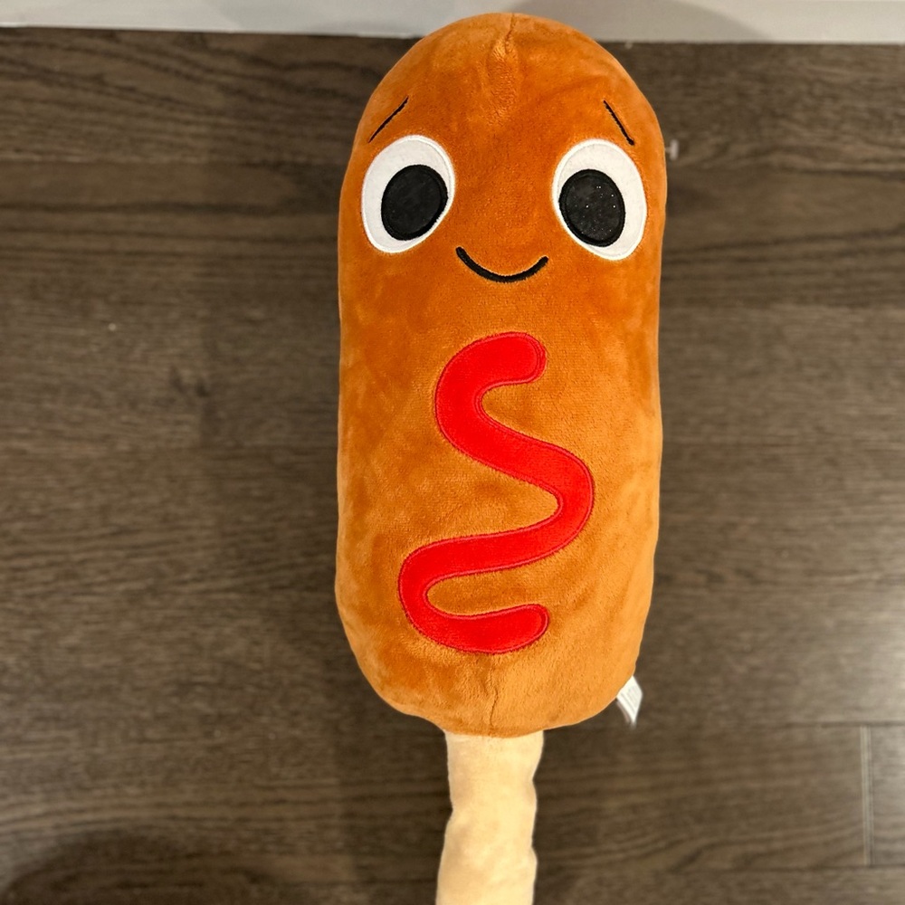 Smiling Corn Dog Plush Toy - Brown and Red